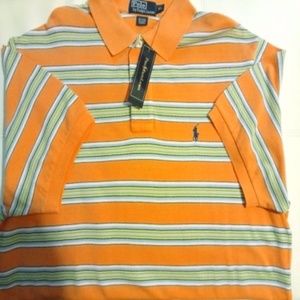 Polo Ralph Lauren Orange Blue Striped Collar Shirt